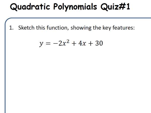 Preview of AB Quizzes : Quadratic Polynomial - Basics
