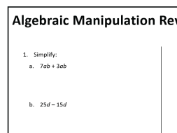 Preview of Algebraic Manipulation Review ABQuizzes