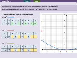 Preview of Investigating Quadratic Functions - Parabolas