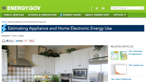 Screenshot of Estimating Appliance and Home Electronic Energy Use
