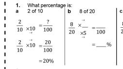 Preview of One quantity as a percentage of another, worksheet