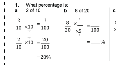 Preview of One quantity as a percentage of another, worksheet