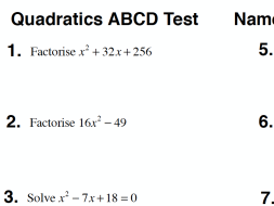 Preview of Quadratics ABCD Test