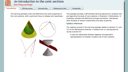 Screenshot of An introduction to the conic sections