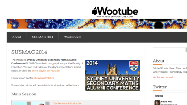 Screenshot of Sydney University Secondary Maths Alumni Conference