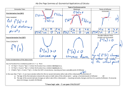 Preview of One page summary of Geometrical Applications of Calculus