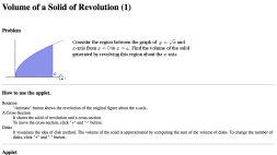 Screenshot of Volume of a Solid of Revolution