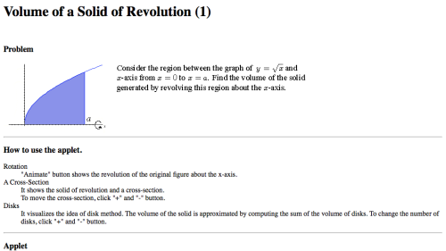 Screenshot of Volume of a Solid of Revolution