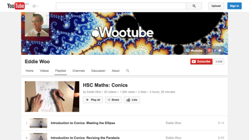 Screenshot of HSC Maths Ex 2: Conic - Eddie Woo