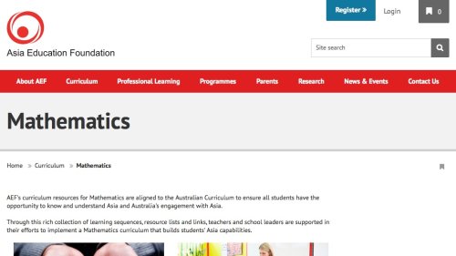 Screenshot of Mathematics resources - Asia Education Foundation