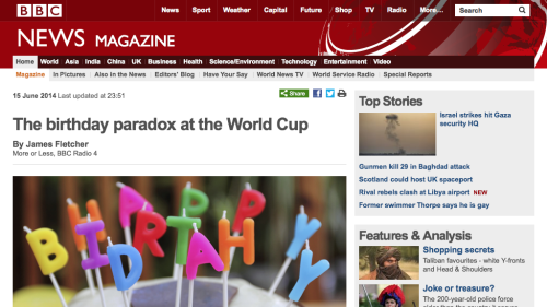 Screenshot of The birthday paradox at the World Cup