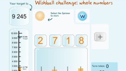 Screenshot of Wishball challenge: whole numbers