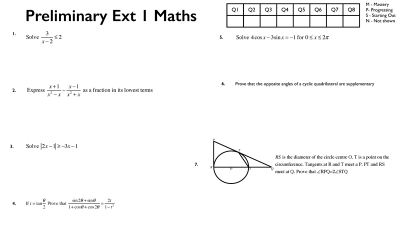 Preview of Preliminary Extension 1 ABQuiz