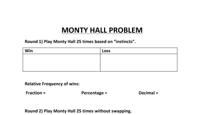 Preview of Monty Hall Problem, Worksheet