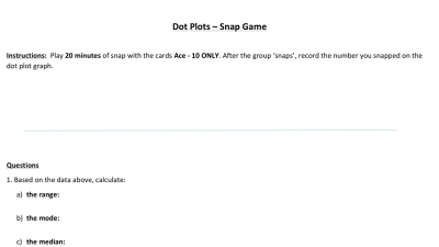 Preview of Dot Plots - Snap Game