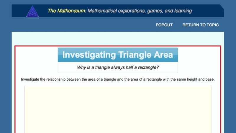 Screenshot of Investigating Triangle Area