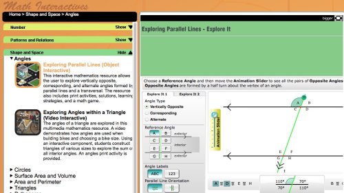 Screenshot of Exploring Parallel Lines - Maths Interactives