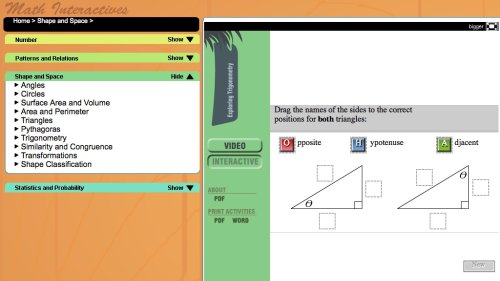 Screenshot of Exploring Trigonometry - Maths Interactives