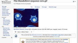 Screenshot of ‘Mandelbrot Sequence’ - a dynamic image from Wikipedia Commons