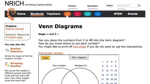 Screenshot of Venn Diagram Interactive