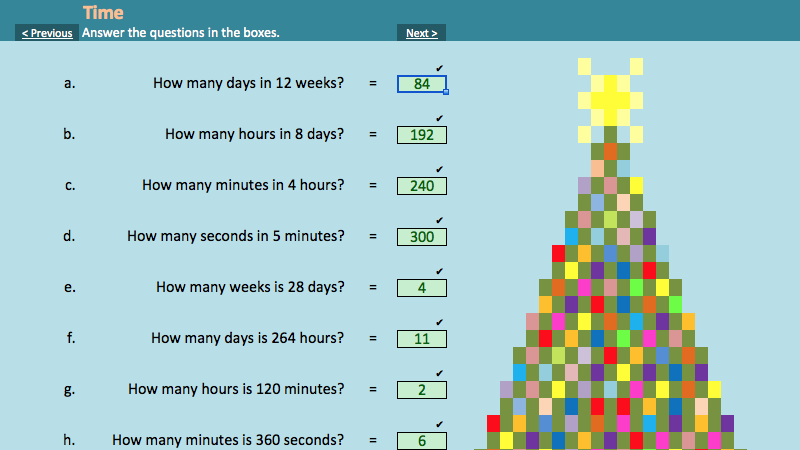 Preview of Self-checking Christmas Worksheet