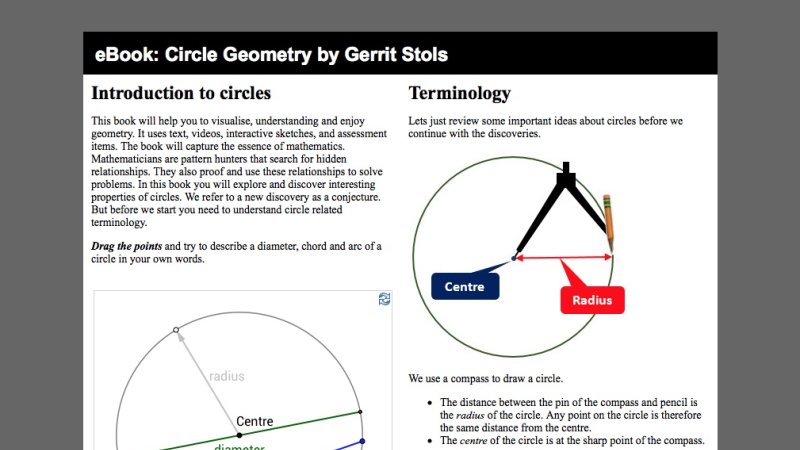 Screenshot of eBook: Circle Geometry by Gerrit Stols
