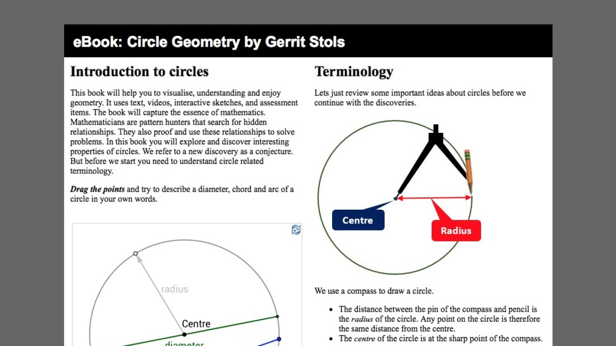 Screenshot of eBook: Circle Geometry by Gerrit Stols