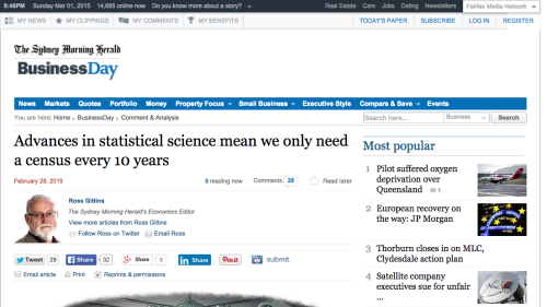 Screenshot of Advances in statistical science mean we only need a census every 10 years