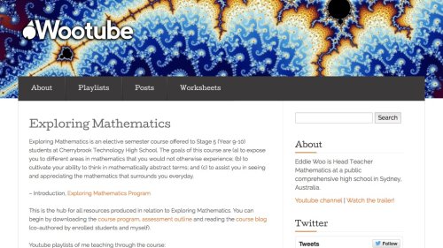 Screenshot of Exploring Mathematics - an elective maths course
