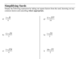 Preview of Simplifying Surds for Quadratic Formula