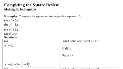 Preview of Completing the Square with side bar for steps