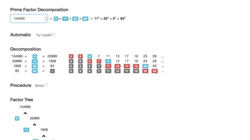 Screenshot of Prime Factor Decomposition