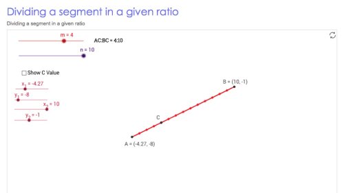 Screenshot of Dividing a segment in a given ratio