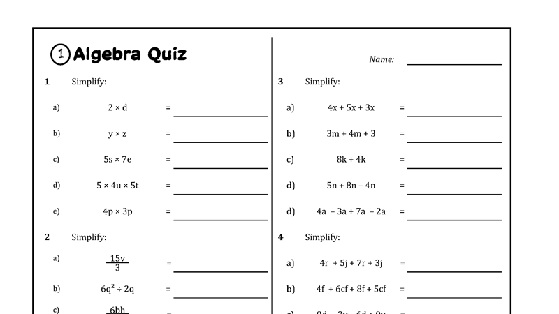 Preview of Year 8 Algebraic Techniques, ABQuiz