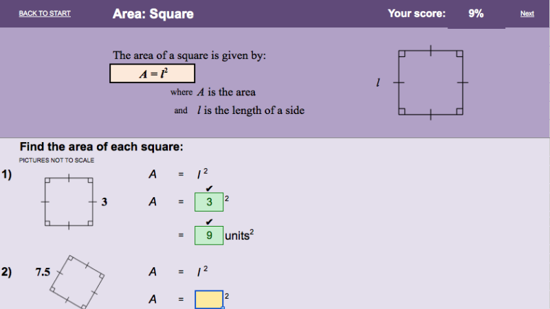 Preview of Area - electronic worksheet