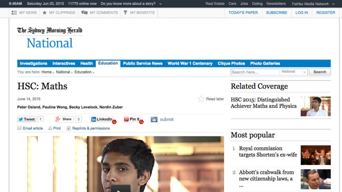Screenshot of 2015 SMH HSC Study Guide: Maths