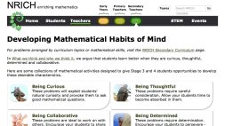 Screenshot of Developing Mathematical Habits of Mind - NRICH