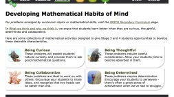 Screenshot of Developing Mathematical Habits of Mind - NRICH