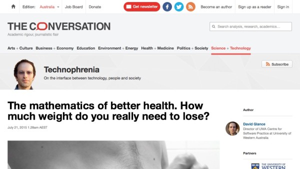 Screenshot of The mathematics of better health. How much weight do you really need to lose?