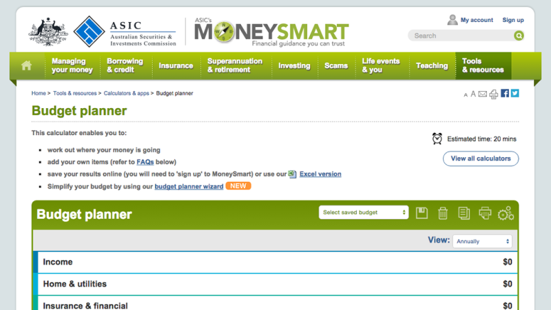 Screenshot of Budget Planner