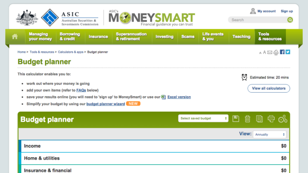 Screenshot of Budget Planner
