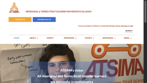 Screenshot of Aboriginal & Torres Strait Islander Mathematics Alliance