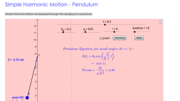 Screenshot of Simple Harmonic Motion - Pendulum