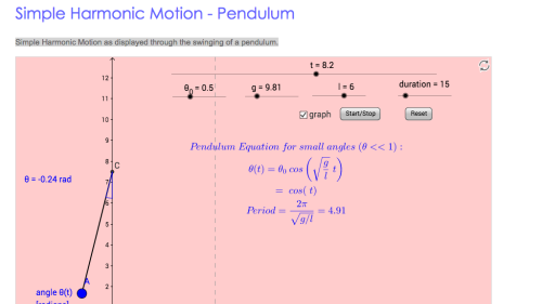 Screenshot of Simple Harmonic Motion - Pendulum