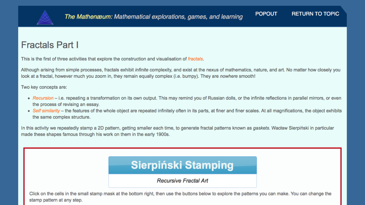 Screenshot of Fractals from recursive stamping