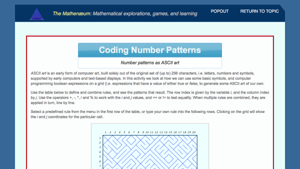 Screenshot of Coding Number Patterns
