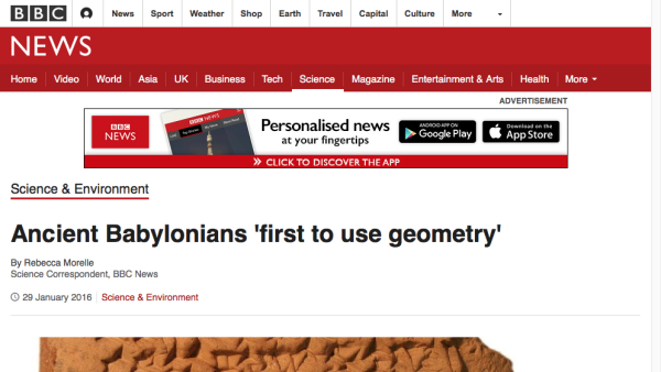Screenshot of Ancient Babylonians ‘first to use geometry’