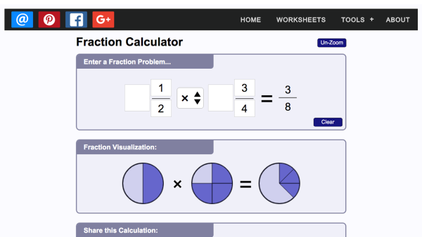 Screenshot of Fraction Calculator