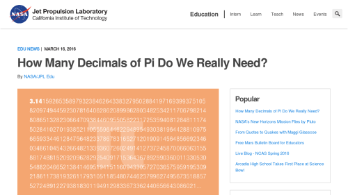 Screenshot of How Many Decimals of Pi Do We Really Need?