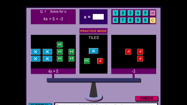 Screenshot of Model and solve algebra equations